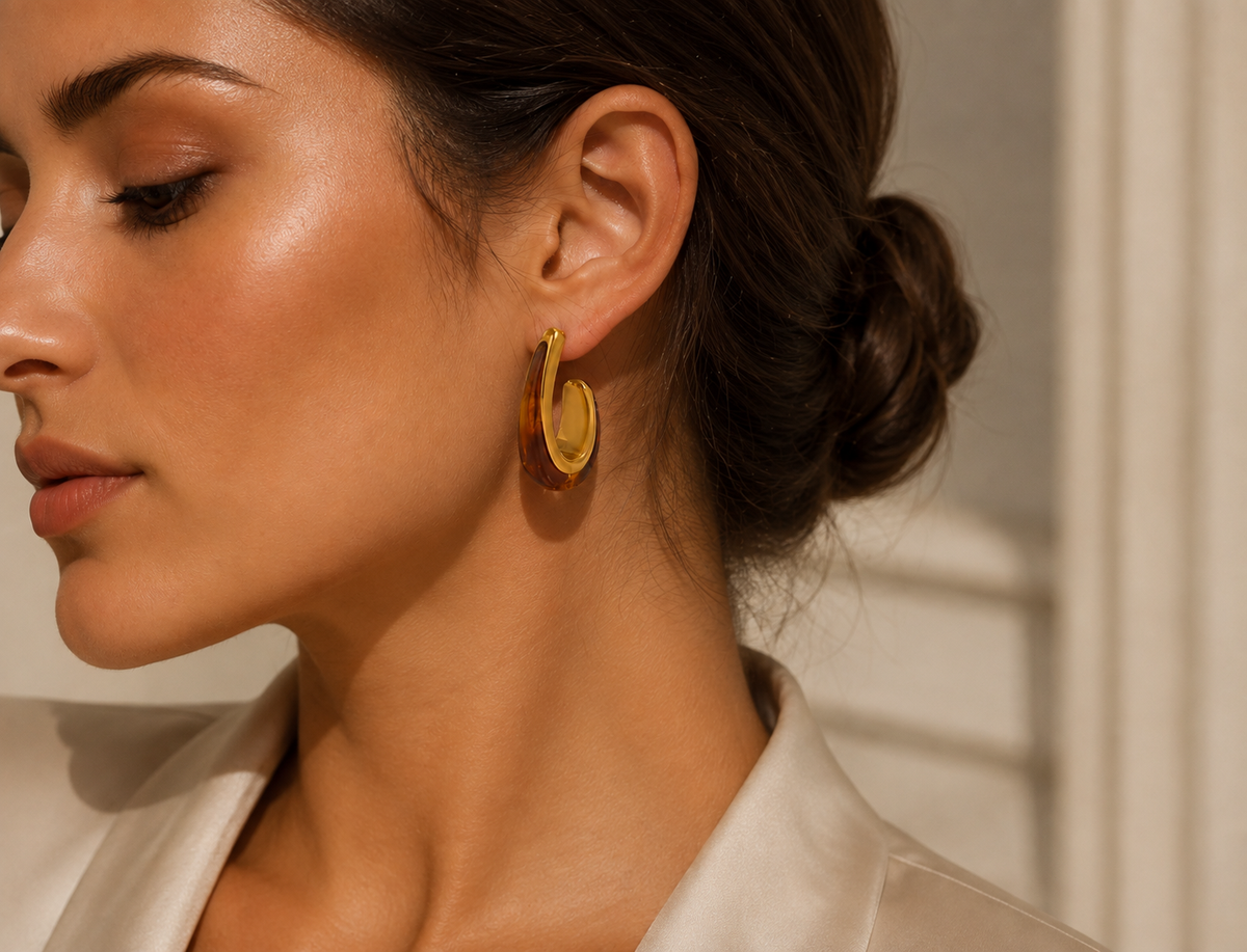 Brown Teardrop Hoops