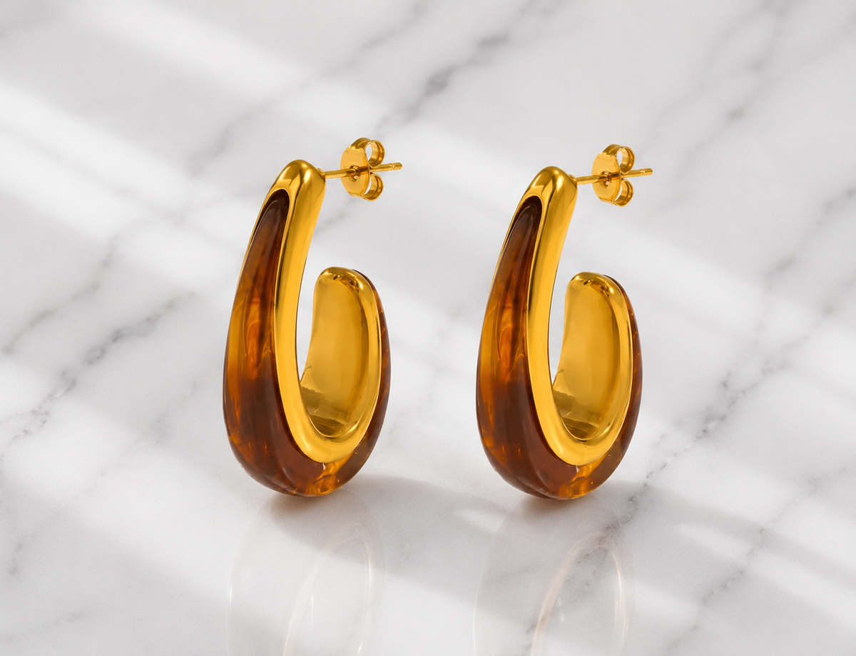 Brown Teardrop Hoops